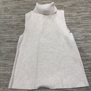 Zara Cream Sleeveless Turtleneck Blouse